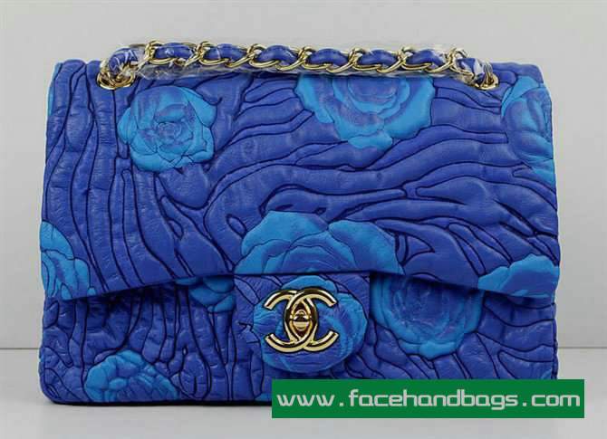 Chanel 2.55 Rose Handbag 50135 Gold Hardware-Blue